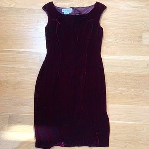 Elegant Silky Velvet Wine Color/Burgundy Dress with Shoulder Bra Straps